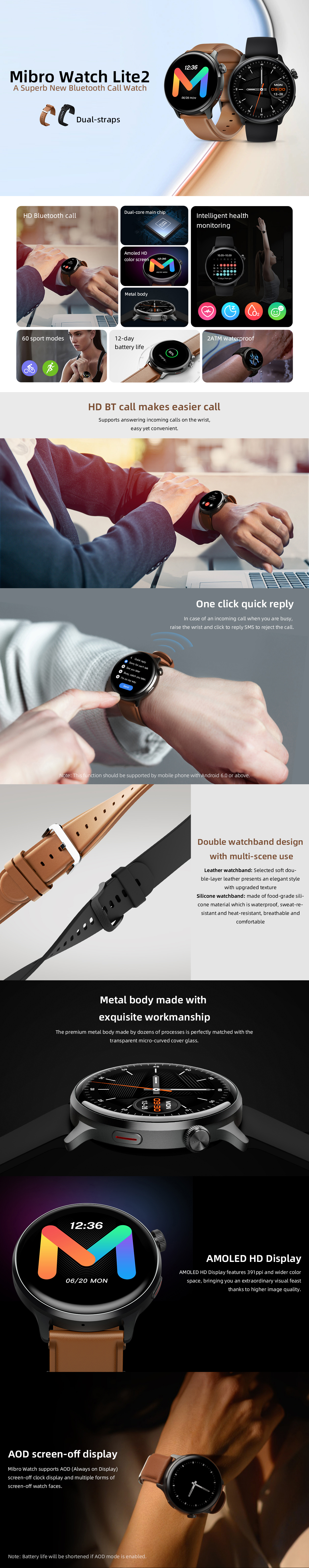 Mibro Lite 2 Smart Watch (Dual Straps)