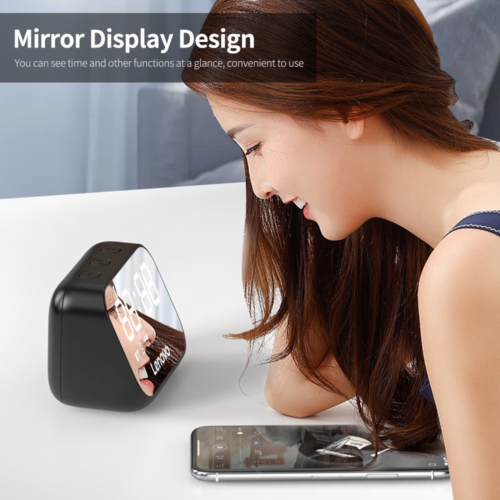 Lenovo TS13 Bluetooth Speaker with Alarm Clock Mirror Design