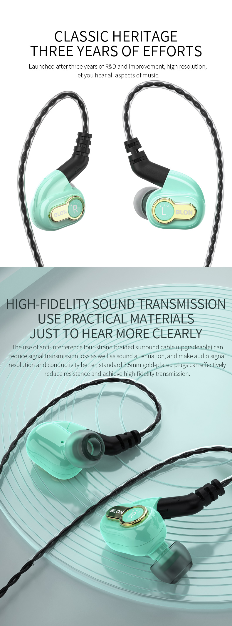 BLON BL-05s 3rd Generation 10mm Diaphragm HiFi In-ear Earphone