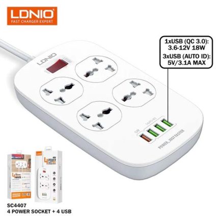 LDNIO SC4407 Power Socket 4 USB QC3.0