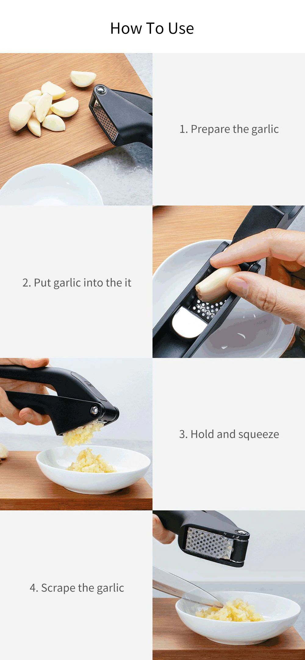 HUOHOU Kitchen Garlic Presser Manual Garlic Crusher Kitchen Tool