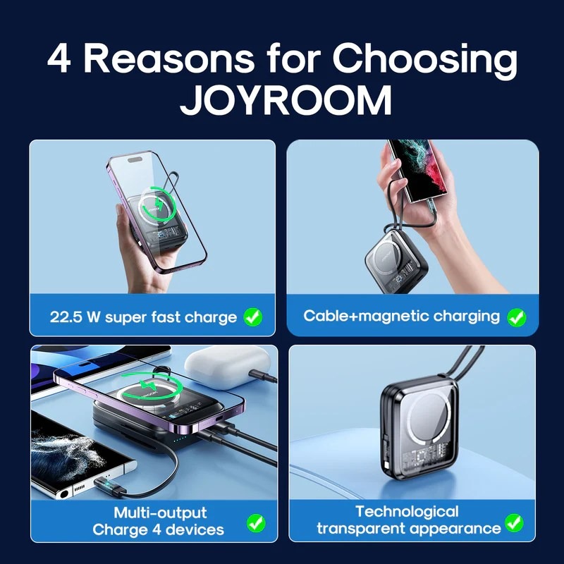 Joyroom JR-L007 IcySeries 22.5W Magnetic Wireless 10000mAh Power Bank