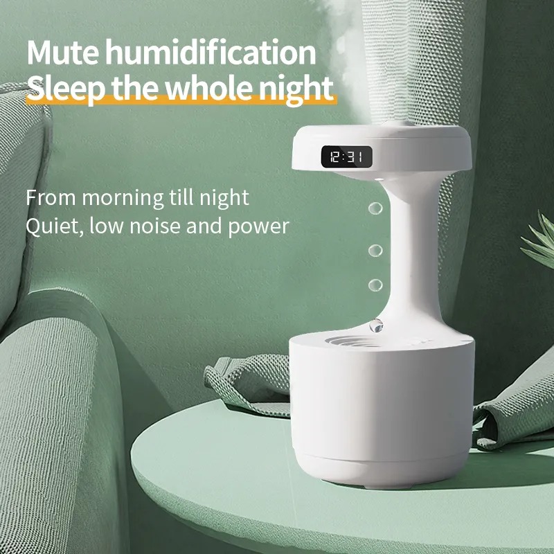 Anti-Gravity Light Water Drop Fountain Light With Humidifier LED Night Lamp