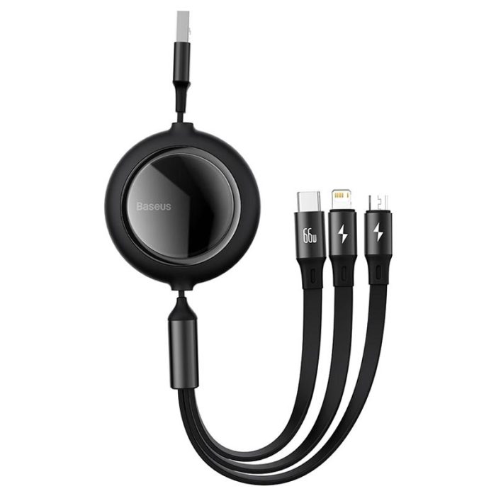 Baseus Bright Mirror Multifunction 3 in 1 Retractable USB Cable