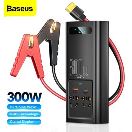 Baseus Car Power Inverter 300W DC 12V/24V To AC 220V USB Type C Charger