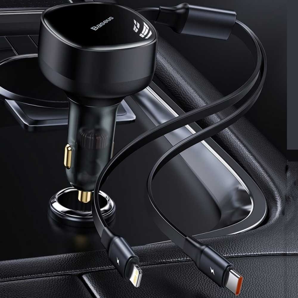 Baseus Enjoyment Retractable 2-in-1 30W Car Charger