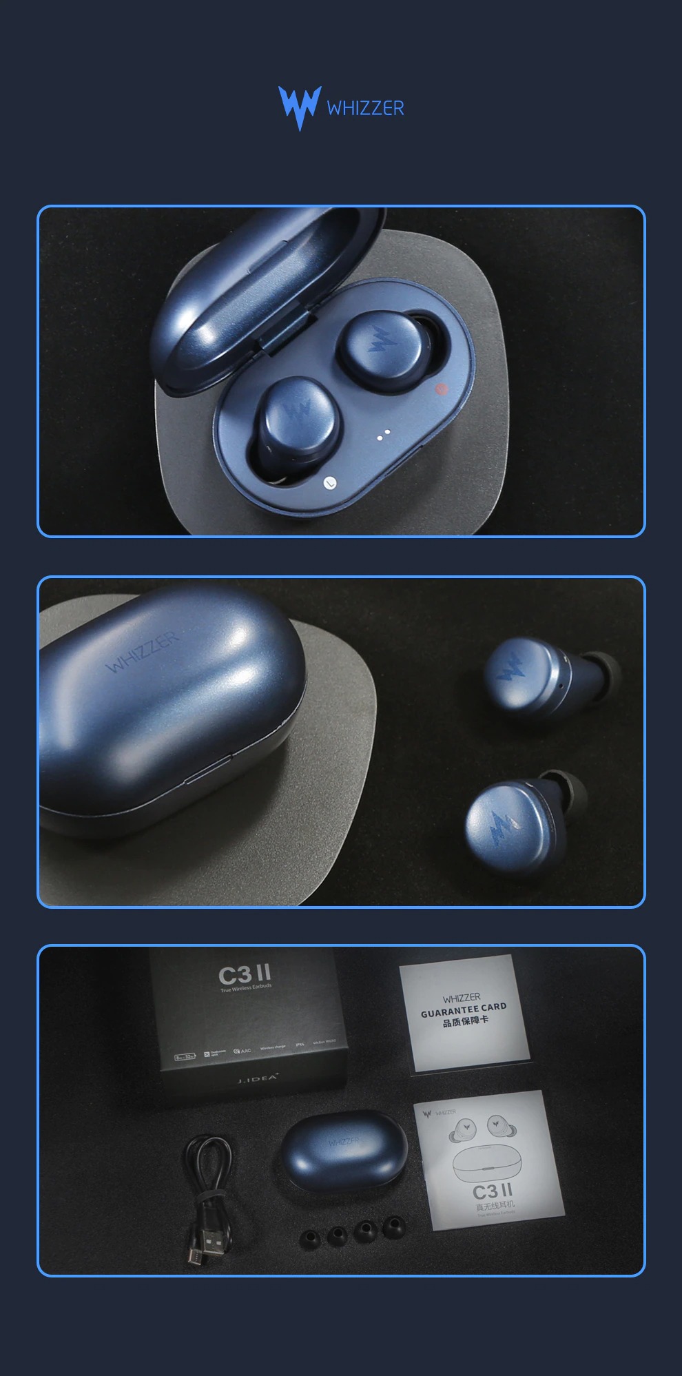 Whizzer C3II True Wireless Earbuds with Qualcome Apt-X