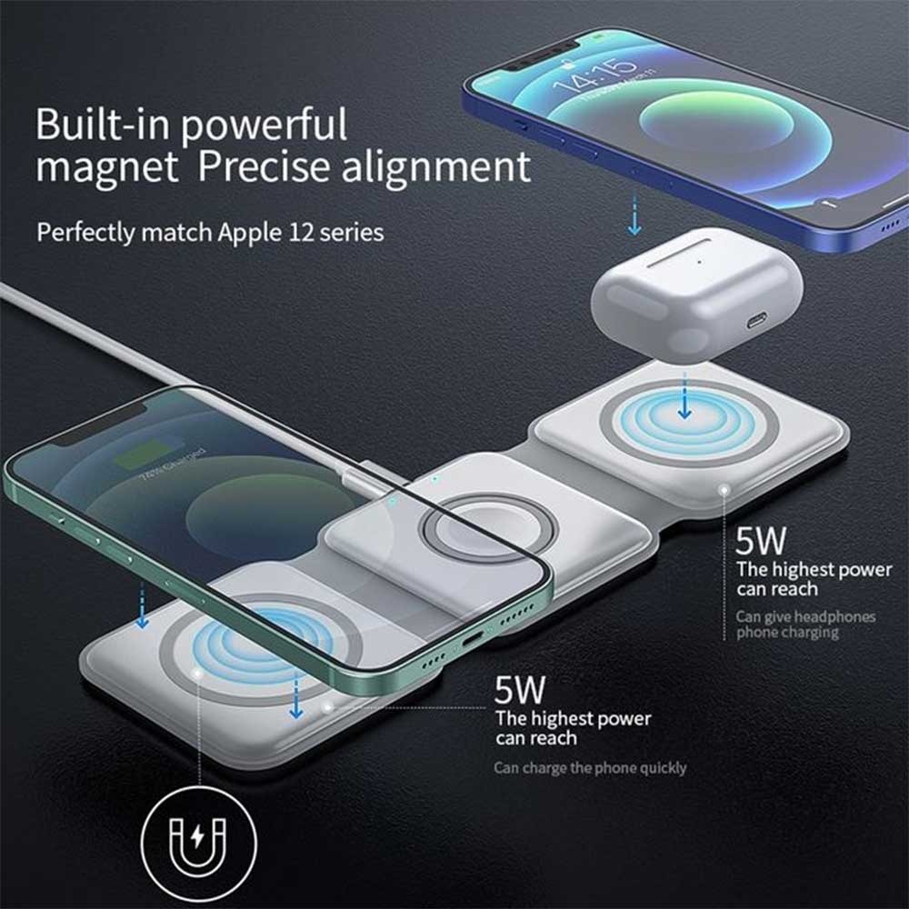 WiWU M6 Power Air 3 in 1 Folding Magnetic Wireless Charger