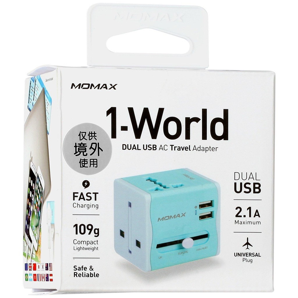 MOMAX 1-World Dual USB AC Travel Adapter