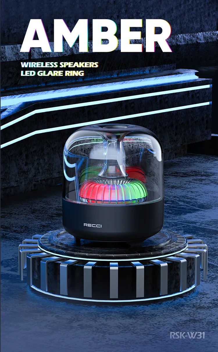 RECCI RSK-W31 LED Dazzling Light Ring Amber Wireless Speaker