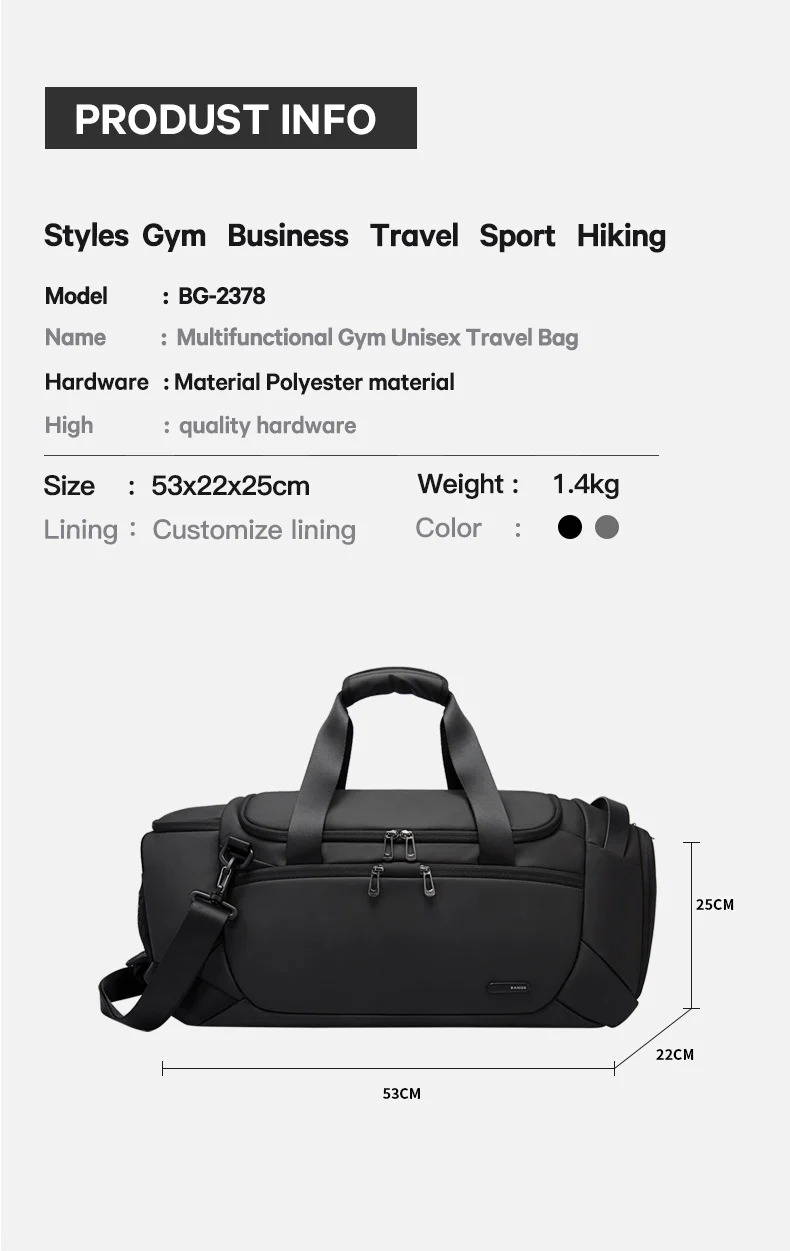 BANGE BG 2378 Multifunctional Travel Bag Gym Fitness Sport Bag