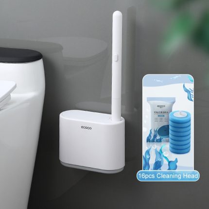 Ecoco Bathroom Plastic Replacement Disposable Toilet Cleaning Brush With Holder