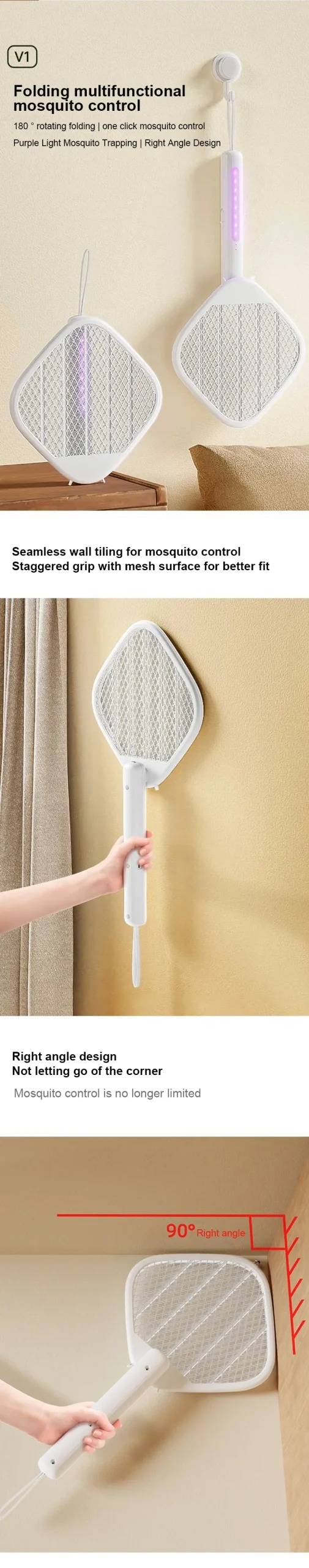 Qualitell Foldable Mosquito Swatter V1 Electric Mosquito Bat
