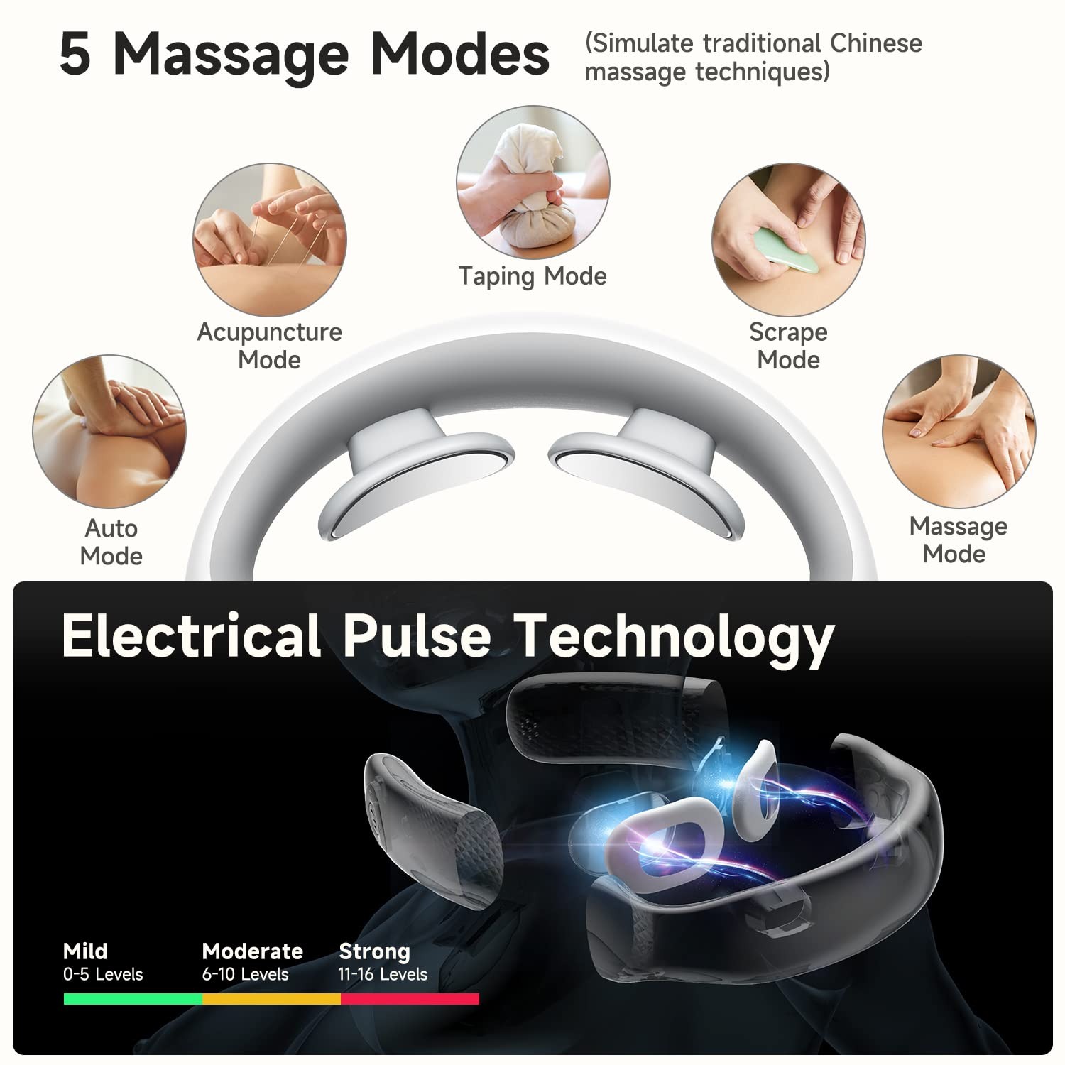 Neck Massager Pain Relief Heating Therapy 5 Massage Modes Voice Broadcast Remote Control