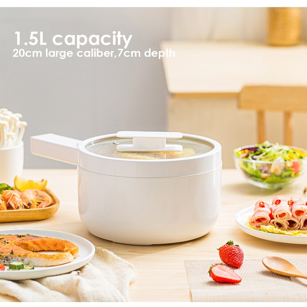 Olayks 2L Electric Hot Pot Cooker with Steamer: Feature: 🍳[Multi-Function Electric Hot Pot]Equipped with dual power adjustment function (350W & 750W), you are free to choose the power you want. Under 350W power, you can make spaghetti, ramen, pancake, and eggs. Besides, when cooking steak, soup, or hot pot, you can switch to a high-power (750W) setting. This Olayk portable cooker is suitable for a variety of cooking methods, perfect to meet your various needs. 🍳[Health cooking & Easy cleaning] Olayk’s small electric cooker has a healthy and Eco-friendly food-grade ceramic glaze non-stick coating, which can ensure your food is not contaminated. You can easily move your food to prevent it from sticking while cooking. The Olayks 1.5L mini hot pot can bring you healthy cooking. The interior is made of 8h hardness aluminum alloy material, the shell is made of thickened PP, durable and easy to clean, even with no pressure with a wire brush. 🍳[Fast Heating & Higher Safety]Our small hot pot uses an upgraded full heating plate, which can keep your food heated evenly and heated lastingly. Compared with traditional stoves, this portable pot is more durable and easier to cook different kinds of tasty food. In addition, it has the over-heating protection and boil dry protection device, ensuring safety and you can rest assured to use. 🍳[Convenient Food Steamer]Olayks mini pot equipped with a food-grade pvc steamer(8.98″ x7.87″ x2.56″),which can withstand 180℃ high temperature.While cooking with this pot, you can also use the steamer to heat or steam on the top. Also, the steamer is dishwasher safe. This 1.5L electric hot pot with a steamer can easily achieve efficient cooking. Besides, the delicate glossy design and the elegant white color, make it a perfect gift choice for cooking lovers at Christmas for.