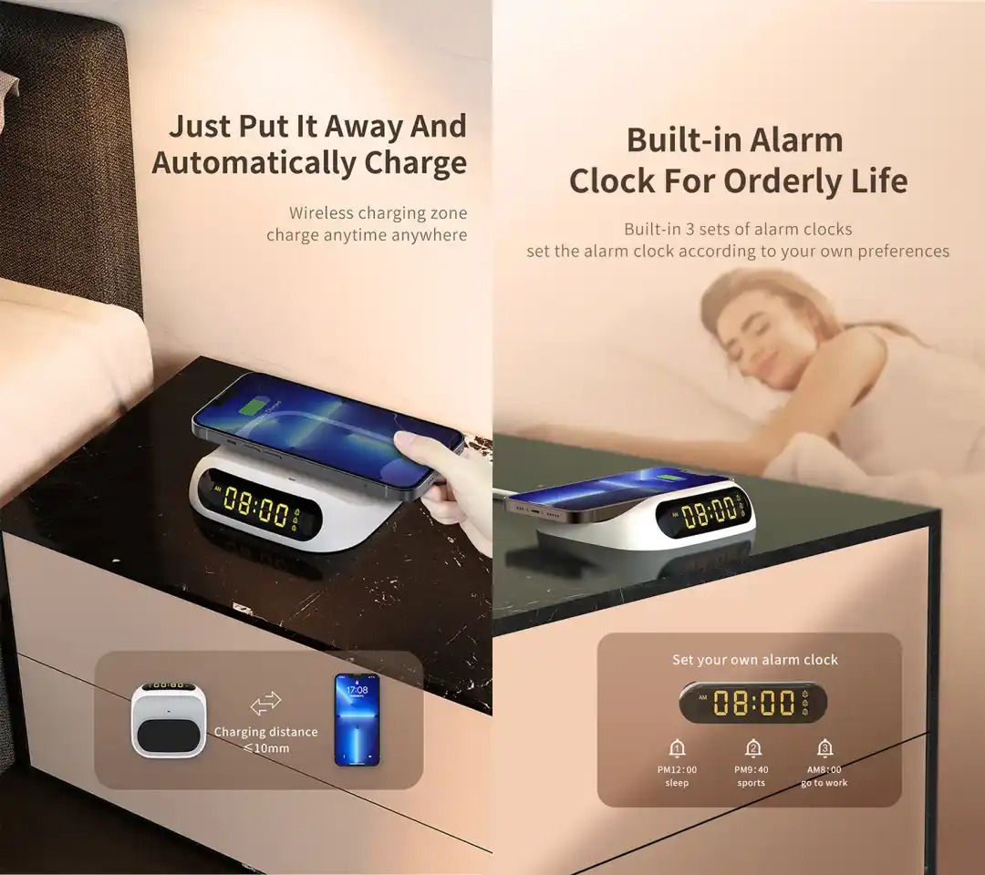 Recci RCW-22 15W Wireless Charger With Clock