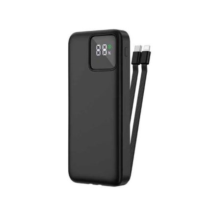 WiWU JC-18 10000mAh 22.5W LED Digital Display Power Bank with Built-in Lightning and Type-C Cable