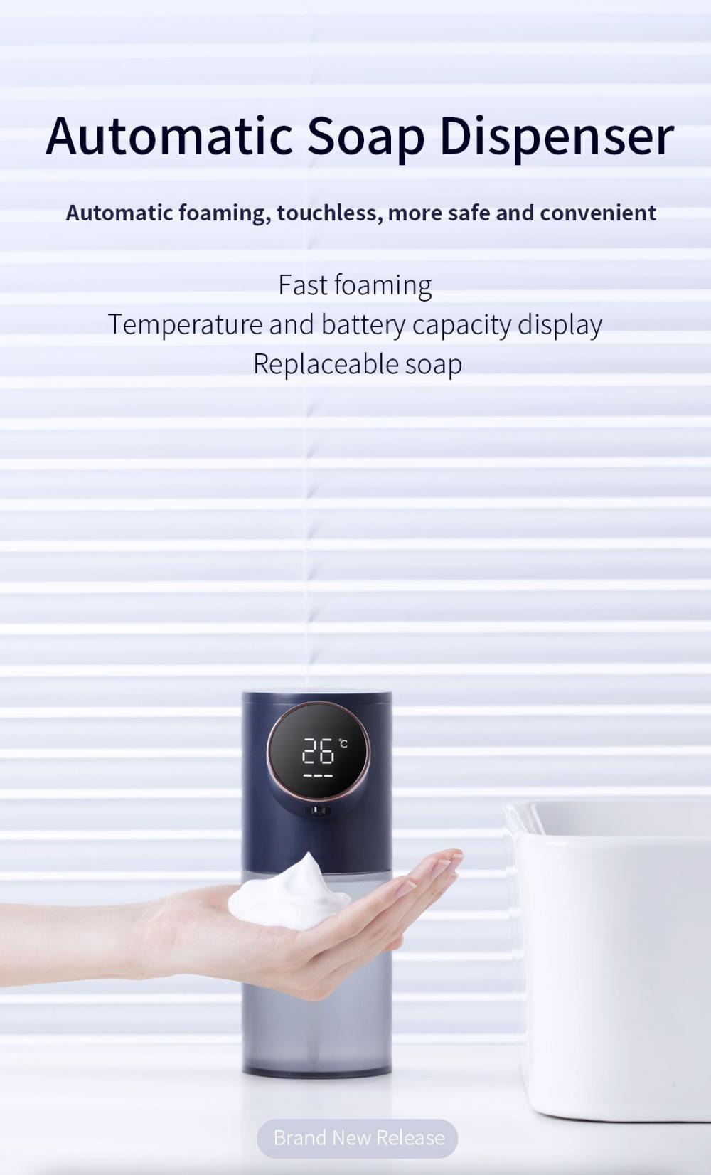 Xiaomi 320ml Automatic Soap Dispenser: USB Rechargeable with Digital Display