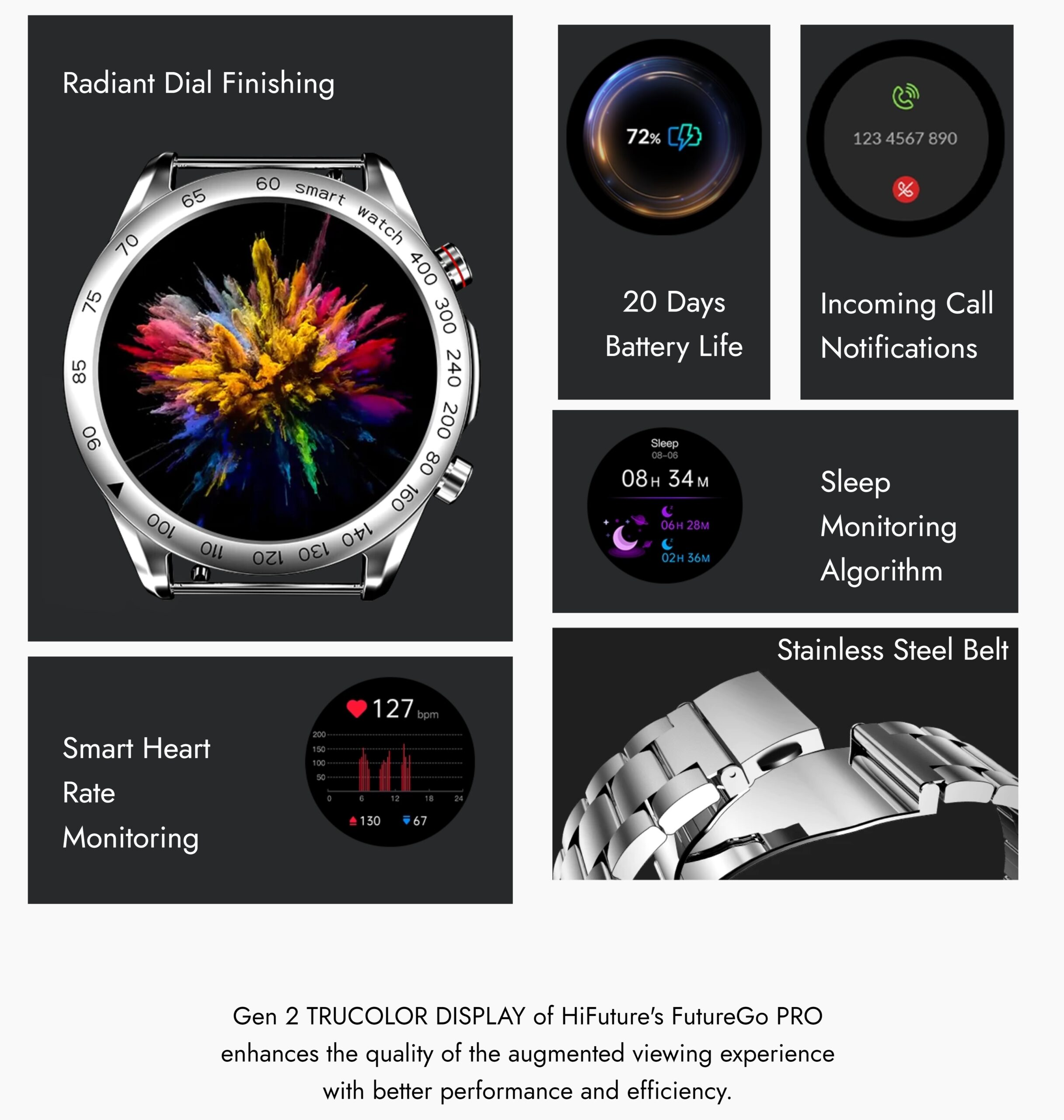 HiFuture FutureGo Pro Stainless Steel Waterproof Smartwatch