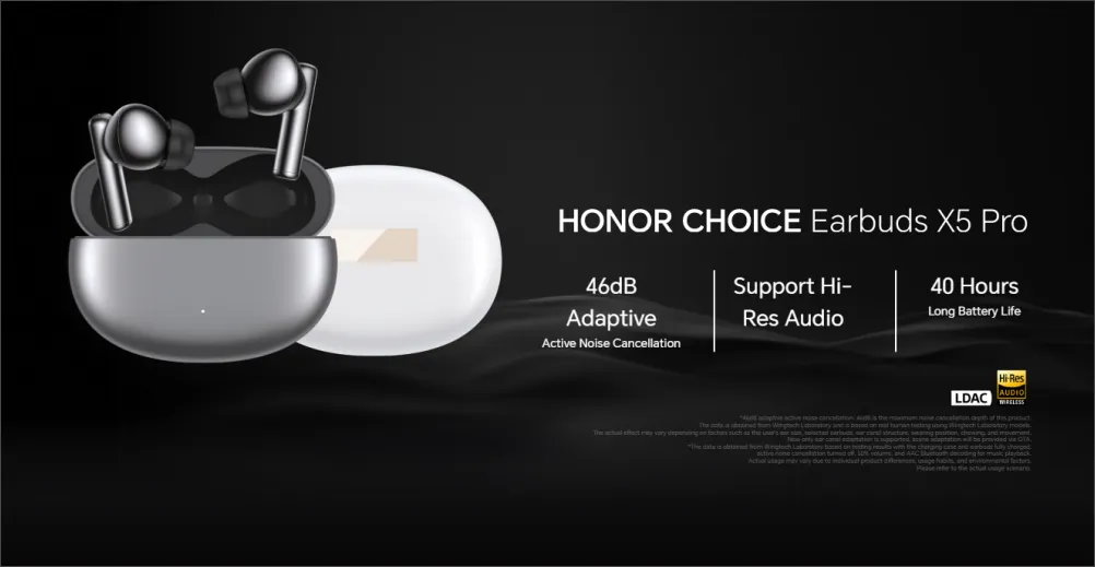 Honor Choice X5 Pro 46dB ANC LDAC HiRes Audio Earbuds