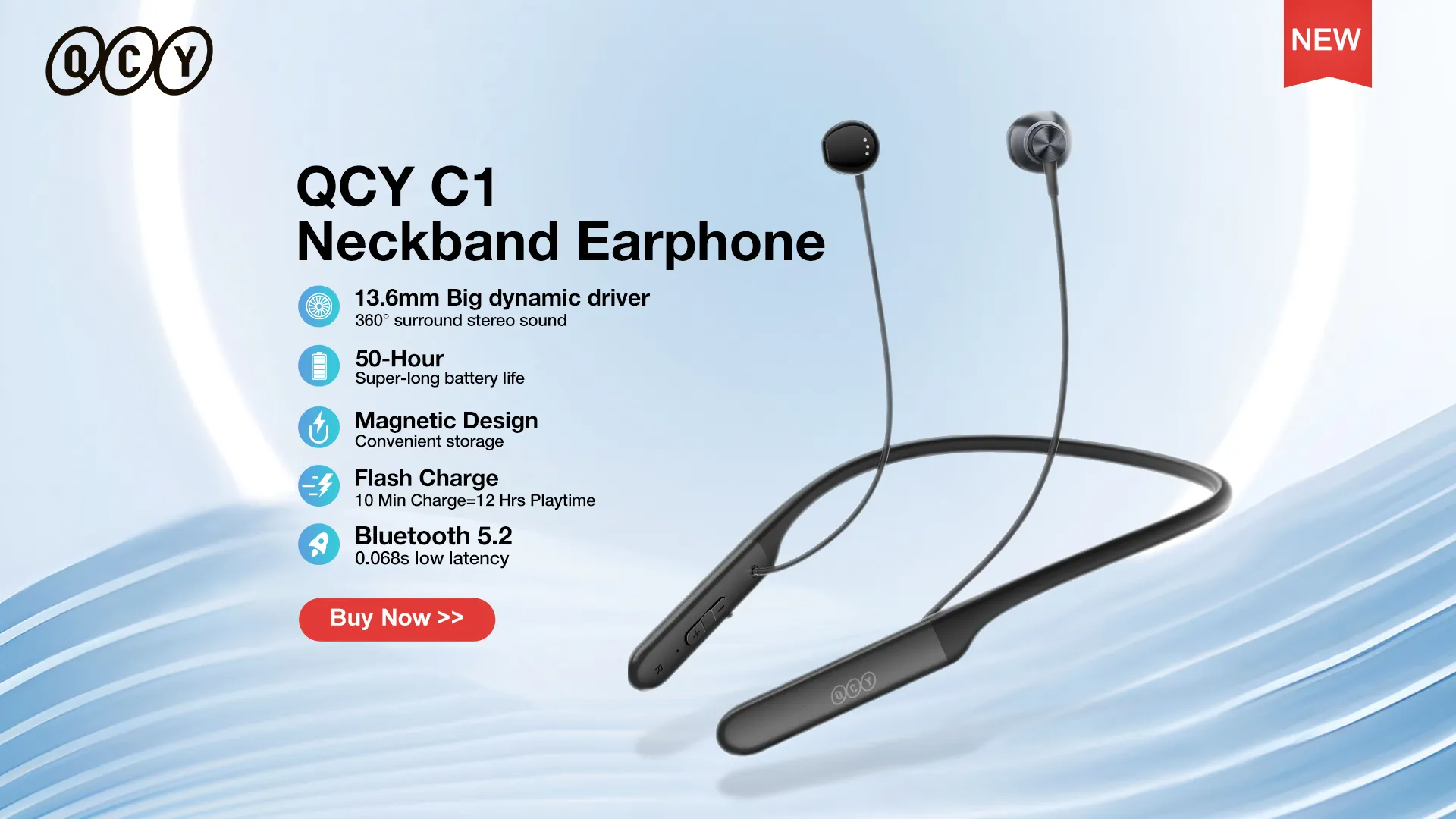 QCY C1 Wireless Neckband Headphones