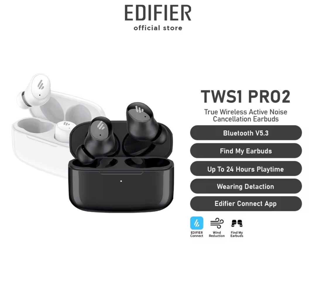 Edifier TWS1 Pro 2 True Wireless Active Noise Cancellation In-Ear Earbuds