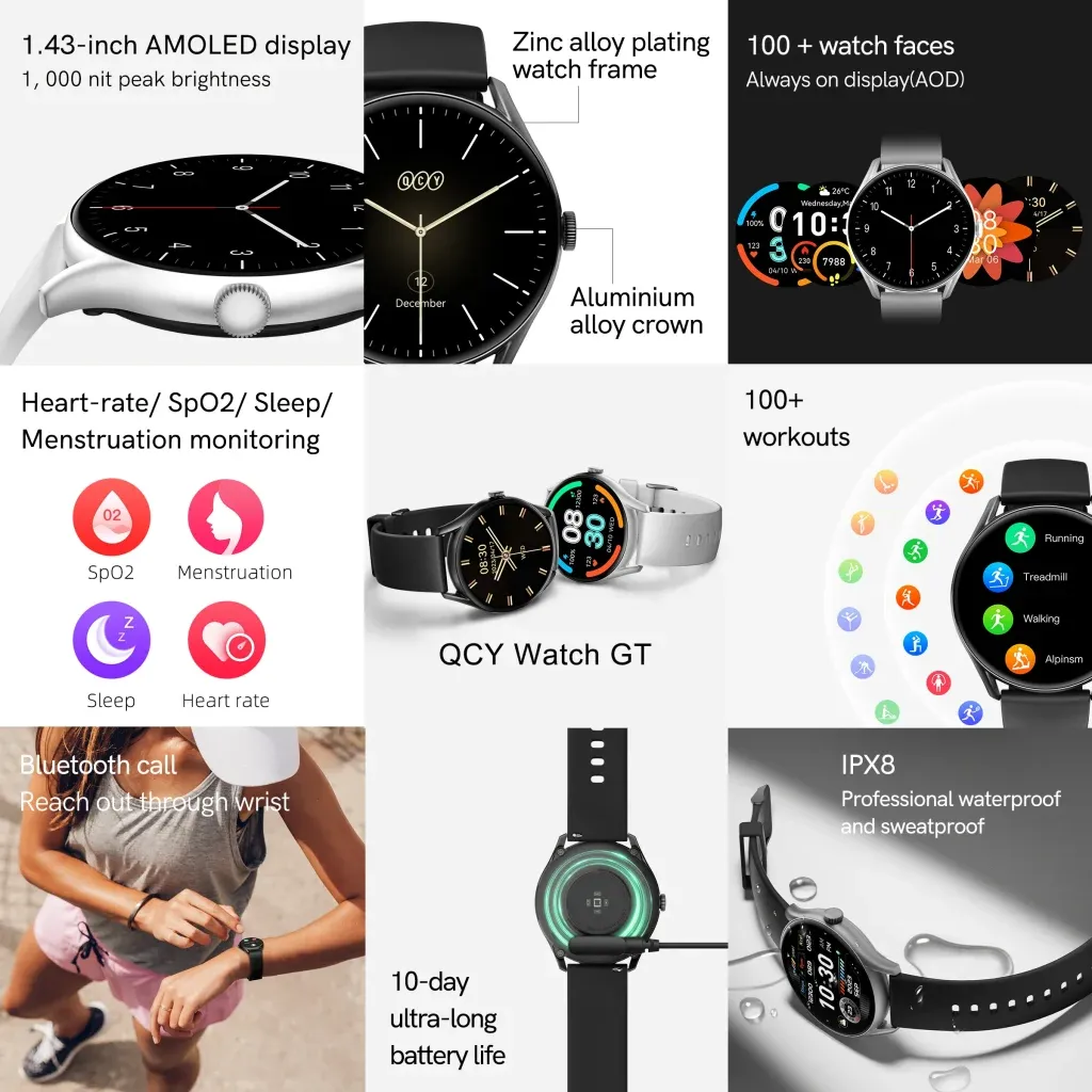 QCY Watch GT Smart Watch 60HZ Retina AMOLED Display