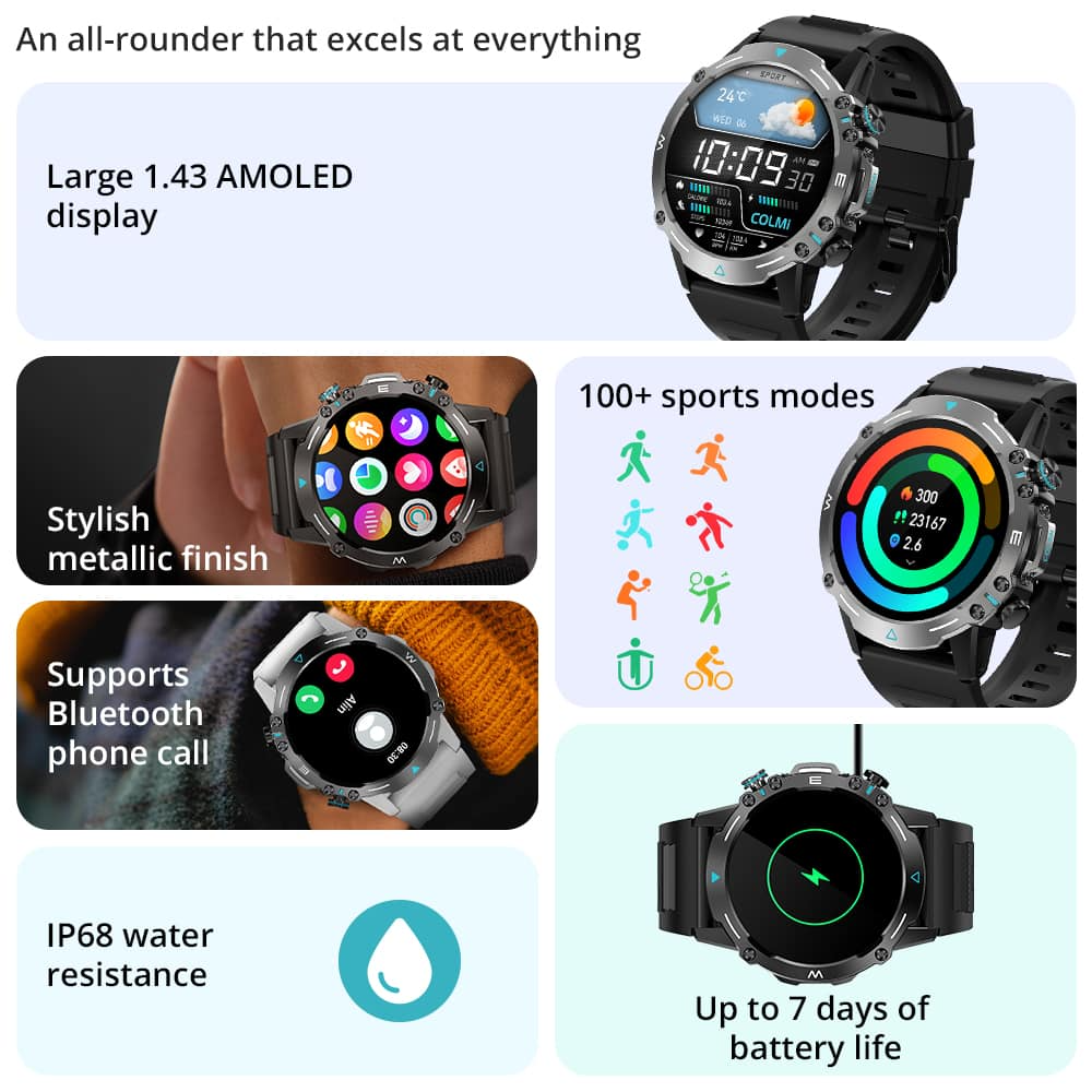 COLMI M42 Military Grade AMOLED Calling Smart Watch