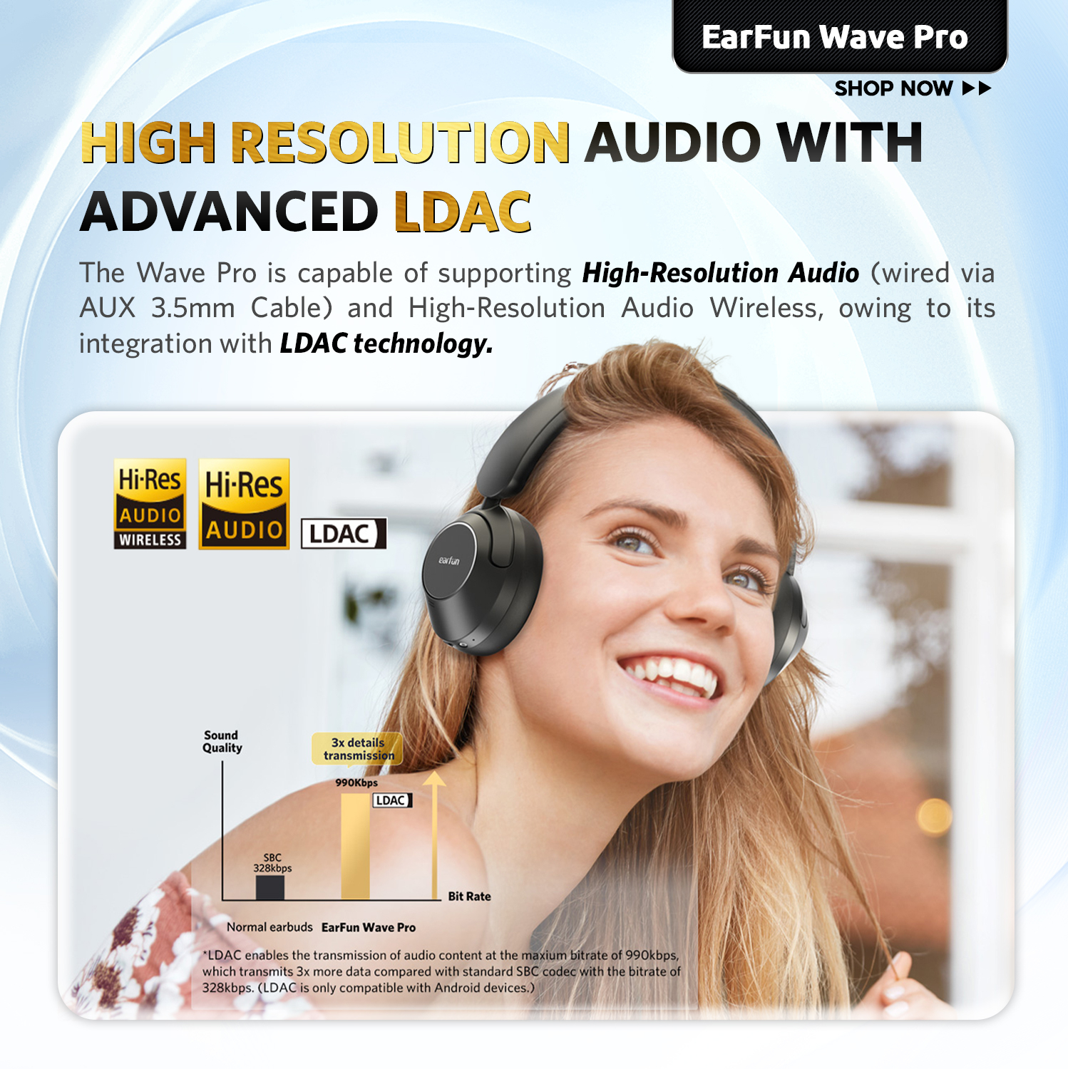 EarFun Wave Pro LDAC HiRes Audio Wireless Headphones