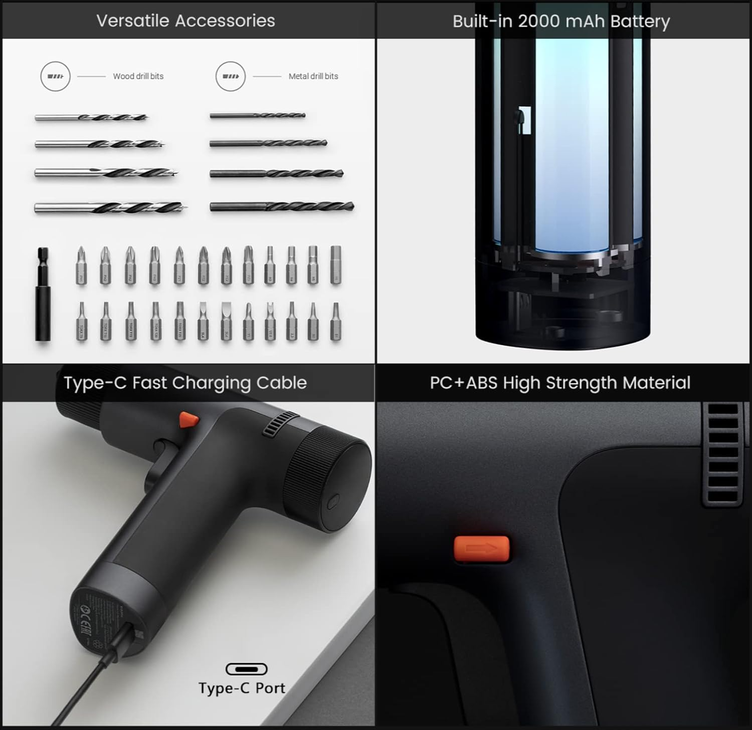 Xiaomi Mijia Type-C Brushless Cordless Electric Drill 2000mAh Smart Display Multi-function Screwdriver DIY Power Tool