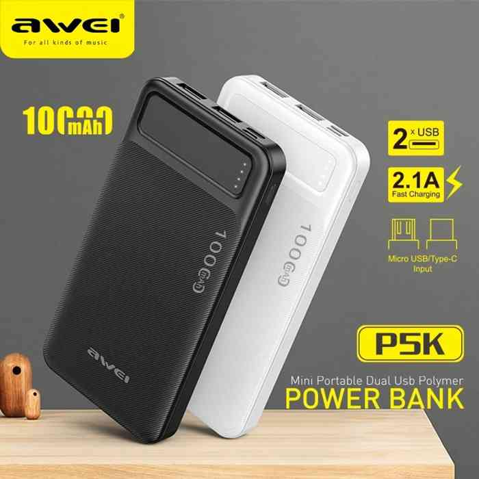 Awei P5K 10000mAh 18w Mini Portable Fast Charging Powerbank