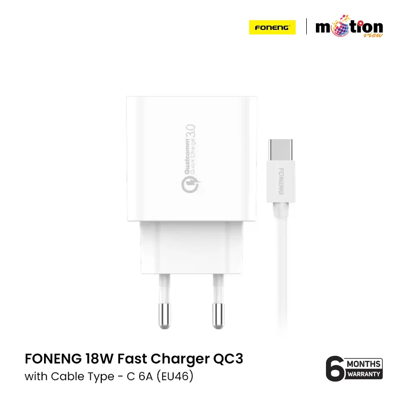 Foneng 18W QC3.0 Fast Charger with Type C Cable