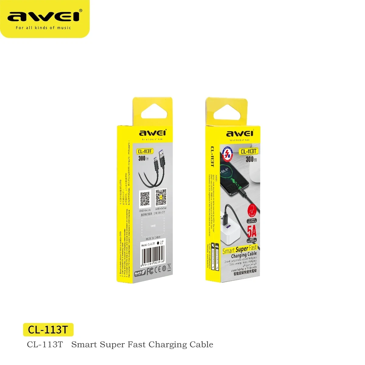 Awei CL-113T USB To Type C Fast Charging Sort Cable