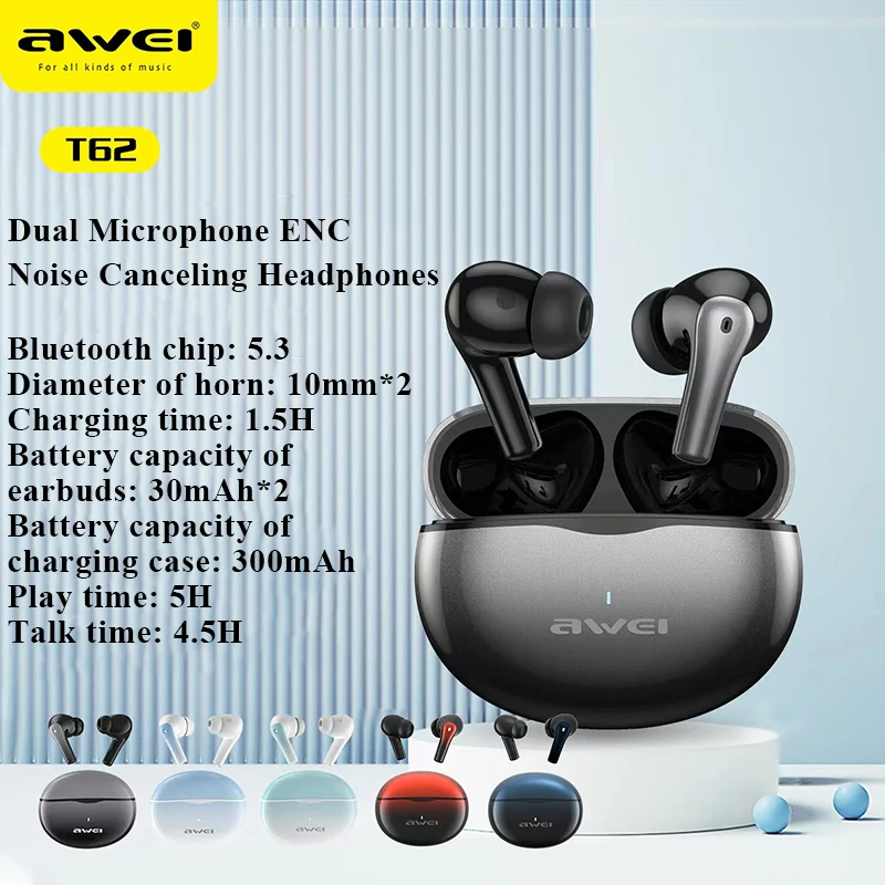Awei T62 ENC True Wireless Earbuds