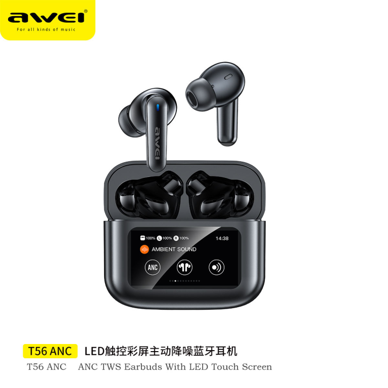 Awei T56 ANC TWS Earphone With Touch Screen