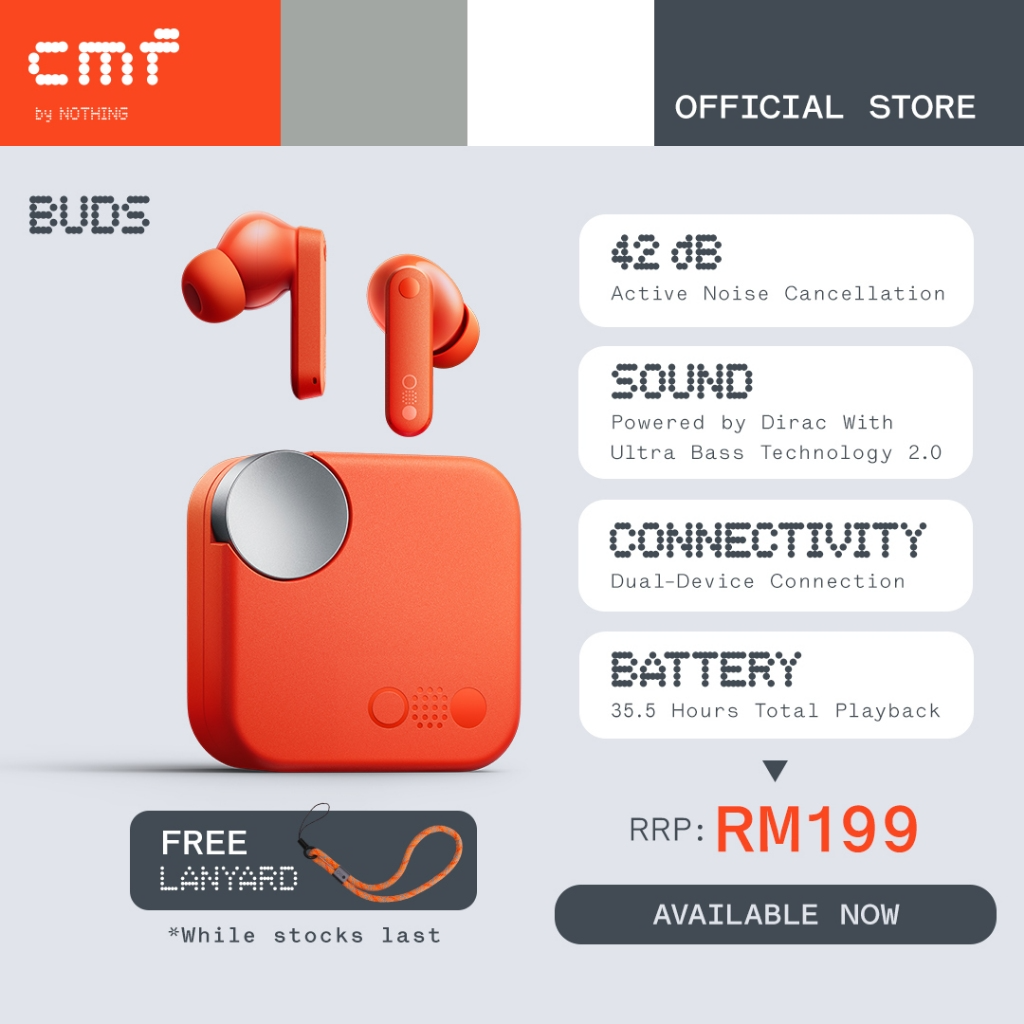 CMF Buds By Nothing 42dB ANC Earbuds