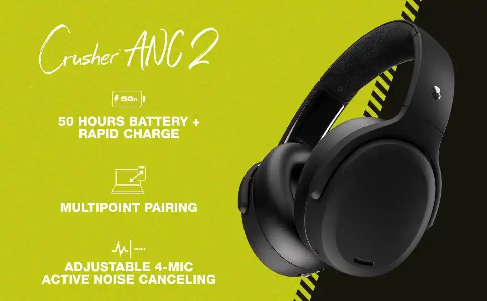 Skullcandy Crusher ANC 2 Over-Ear Noise Cancelling Wireless Headphones