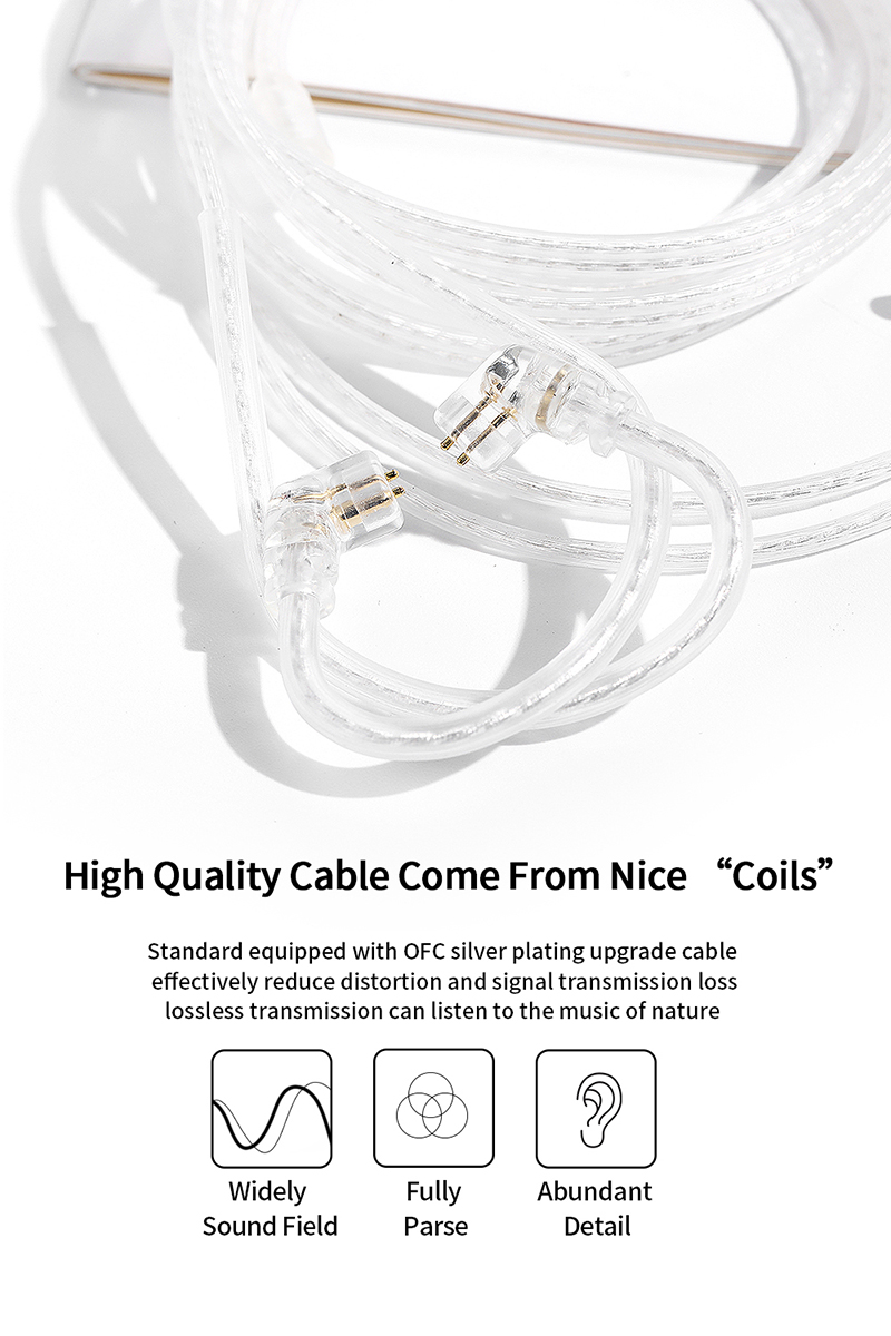 JCALLY PJ5 Lighting 5N OFC Silver-plated Earphone Cable C100 Chip Support Microphone