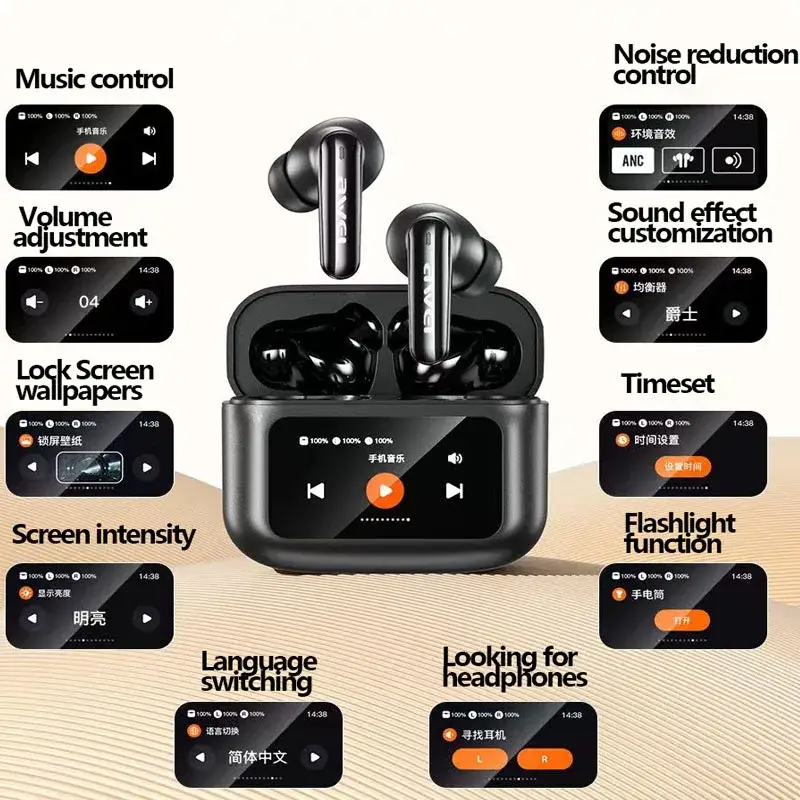 Awei T56 ANC Earbuds With LED Display