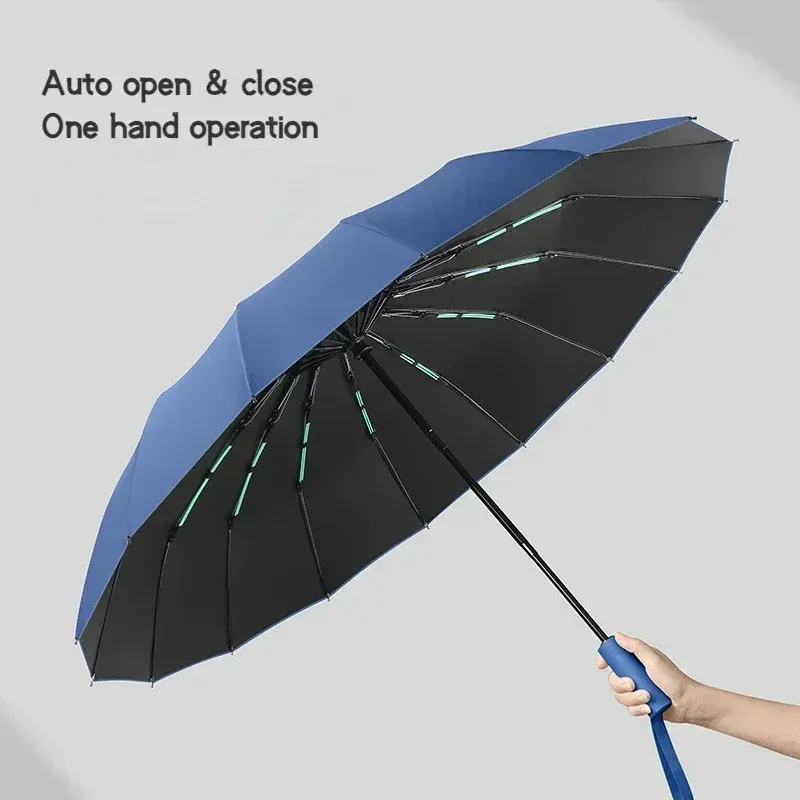 Fully Automatic 16 Rib Strong Wind Resistant Folding Umbrella