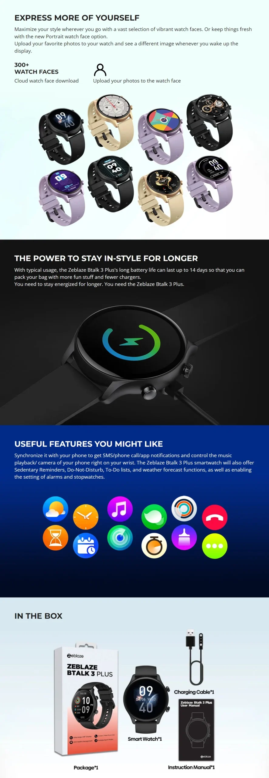 Zeblaze Btalk 3 Plus Voice Calling Smart Watch for Men and Ladies