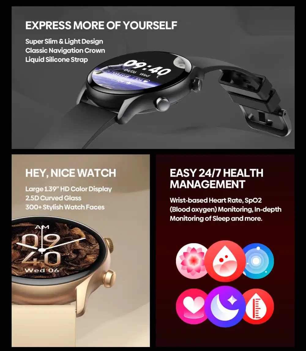 Zeblaze Btalk 3 Plus Voice Calling Smart Watch for Men and Ladies