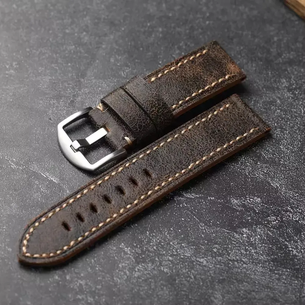 Luxury Handmade Genuine Leather Watch Strap 22mm