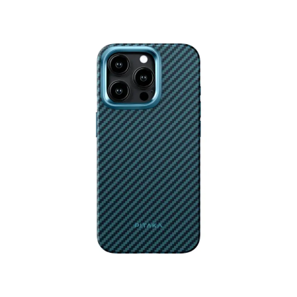 PITAKA MagEZ Case Pro 4 for iPhone 15 Pro / 15 Pro Max -1500D Black/Blue (Twill)