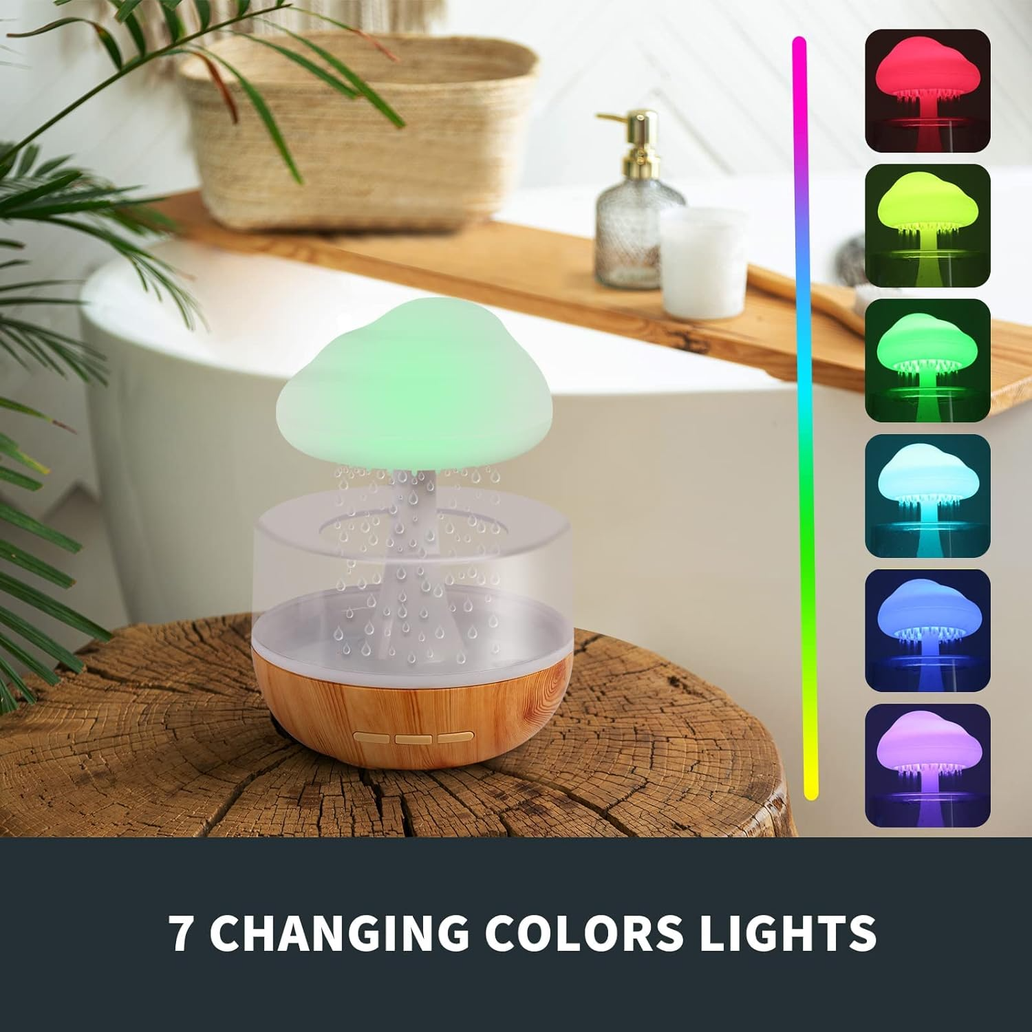 Rain Cloud Night Light Humidifier with Raining Water Drop Sound Oil Diffuser for Bedroom