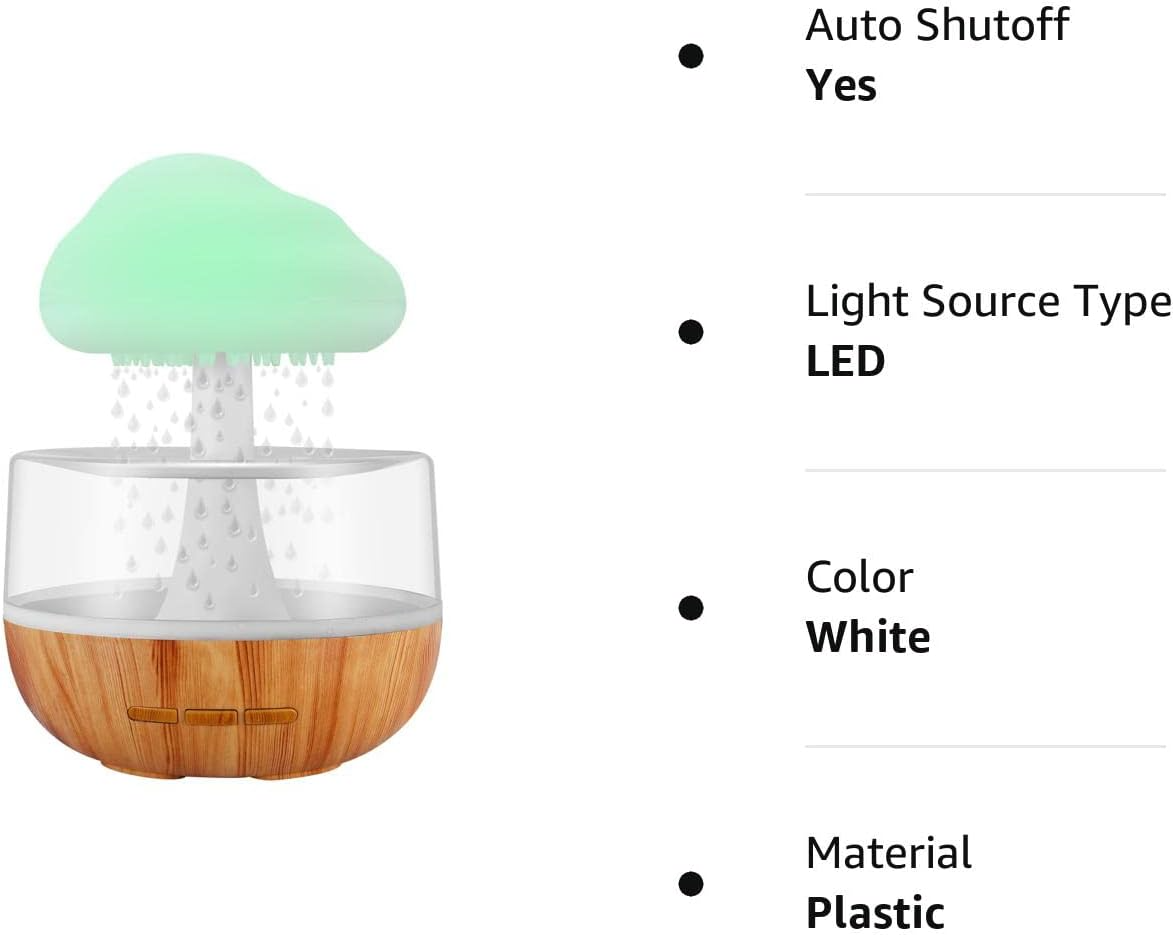 Rain Cloud Night Light Humidifier with Raining Water Drop Sound Oil Diffuser for Bedroom