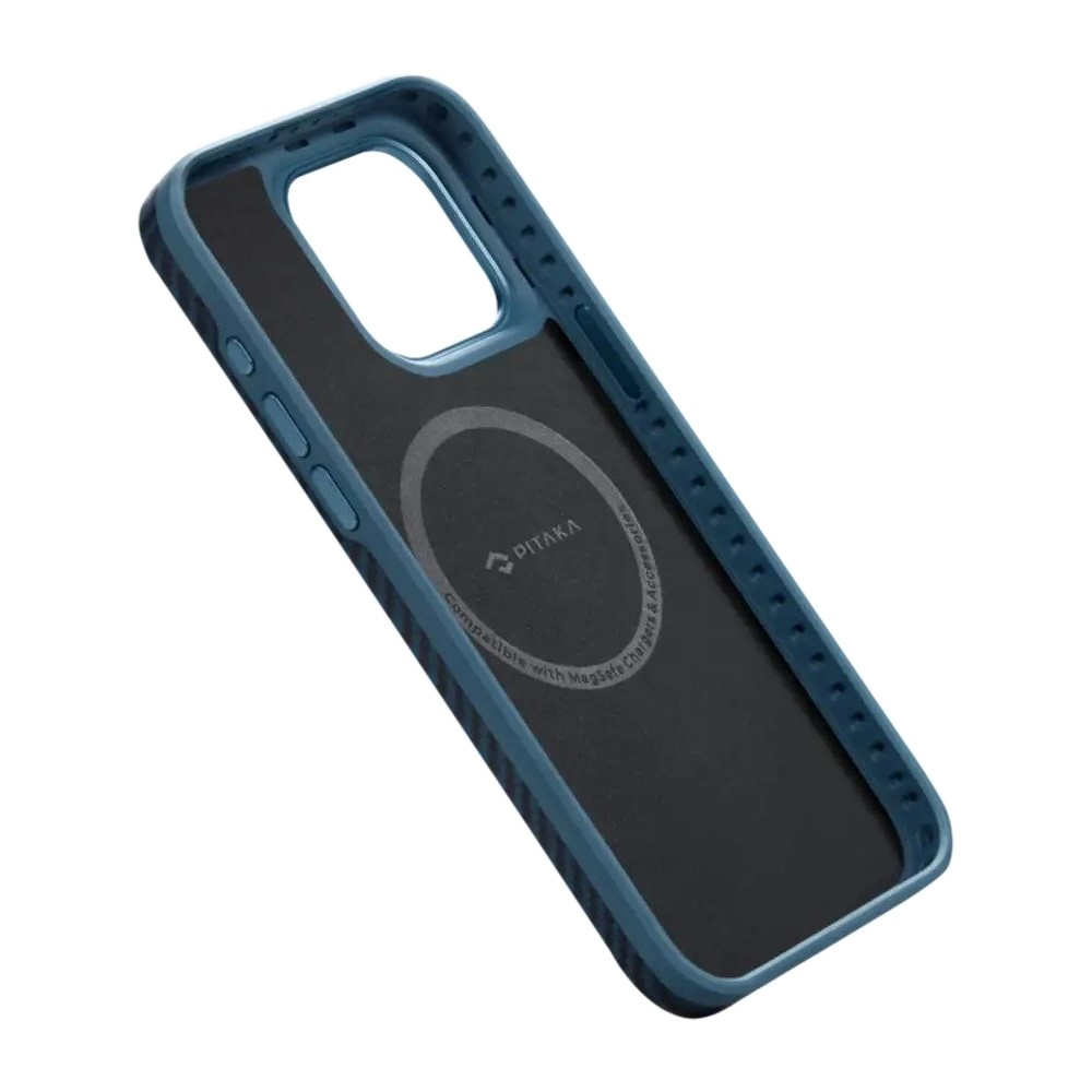 PITAKA MagEZ Case Pro 4 for iPhone 15 Pro / 15 Pro Max -1500D Black/Blue (Twill)