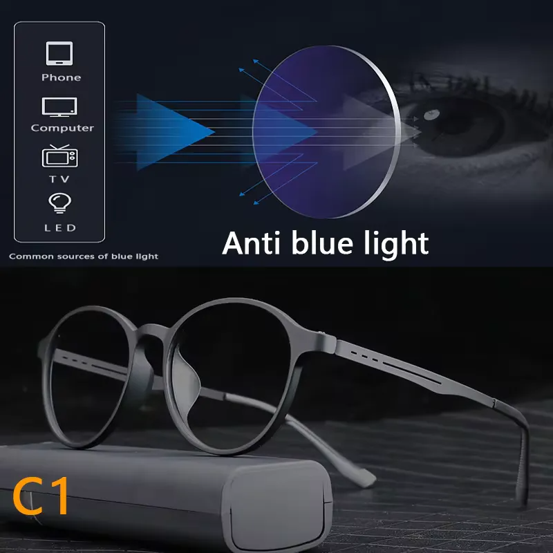 Ultralight Titanium Photochromic Eye Glasses Short Sight Eyewear