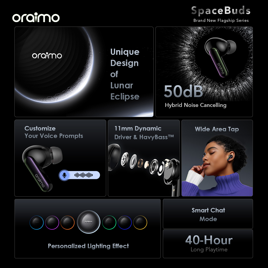 Oraimo OTW 630 SpaceBuds Hybrid ANC TWS Earbuds