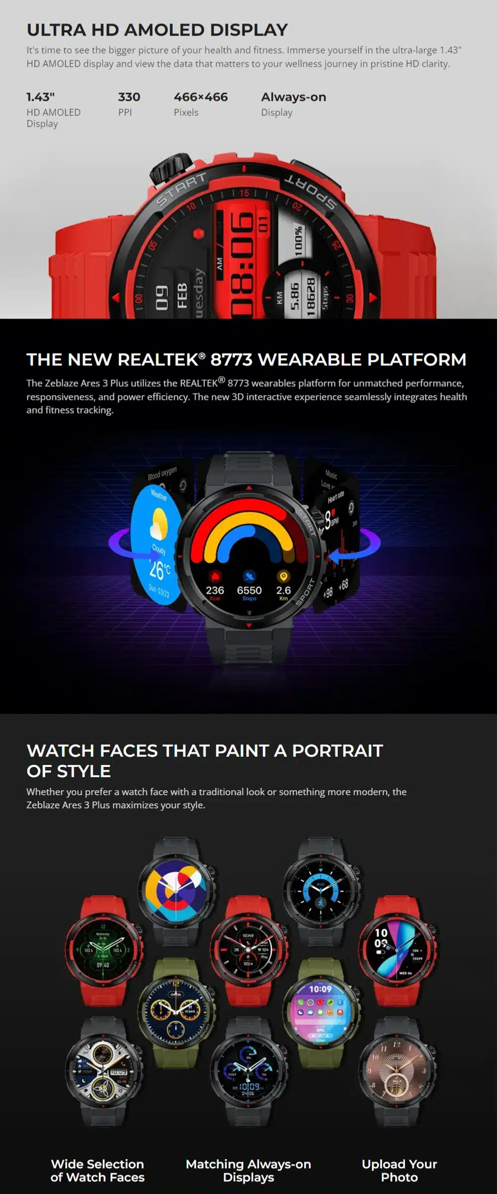 Zeblaze ARES 3 Plus Bluetooth Calling Smart Watch